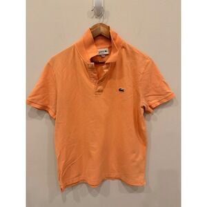 Lacoste Slim Fit Polo Shirt Men's Size L Peach Orange Short Sleeve Croc Logo‎